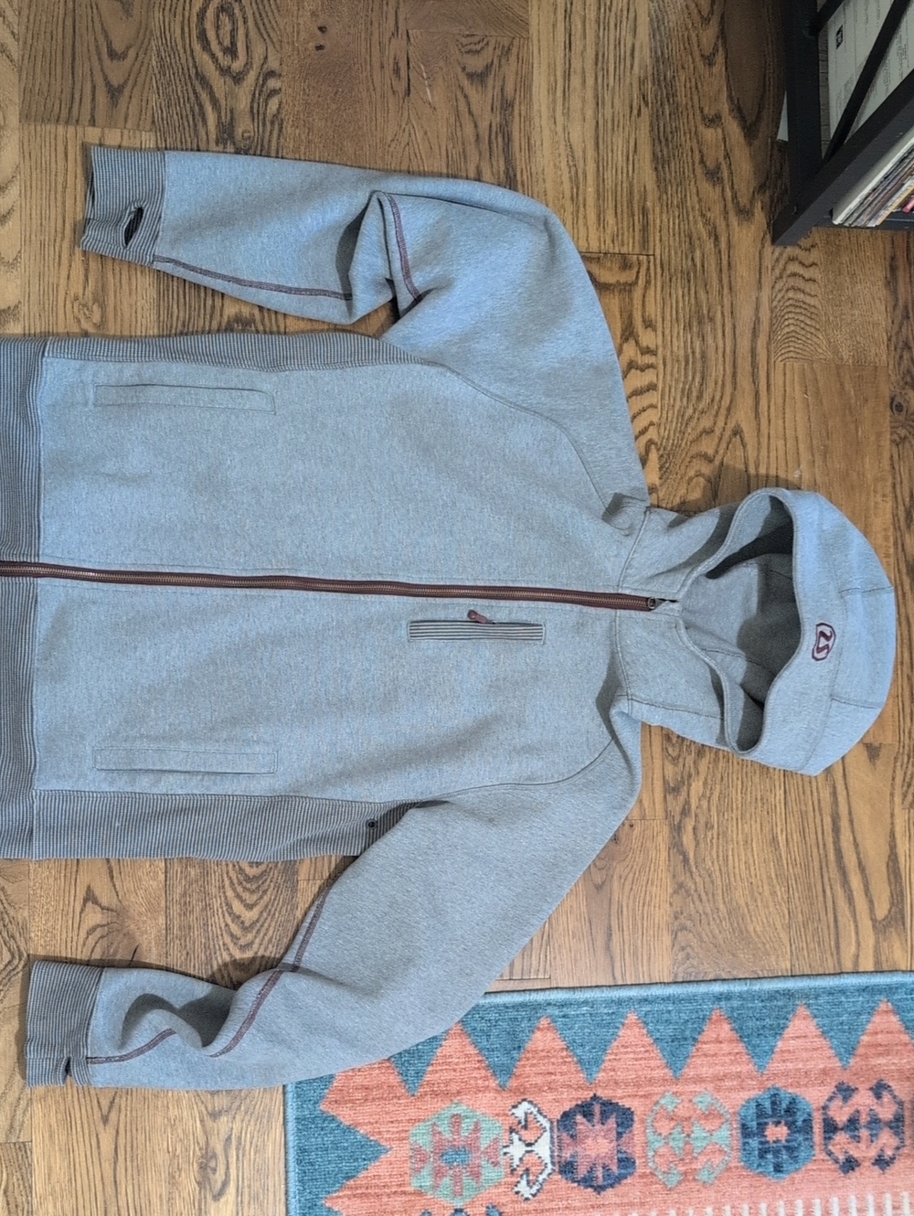 Men's Light Gray Zip-Up Hooded Jacket